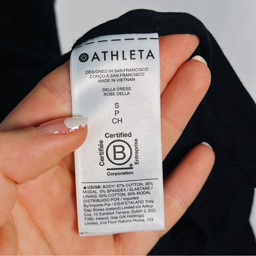Athleta Della Dress Cotton Modal Ruched Tank LBD Athleisure SP Black - Picture 7 of 10